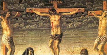 Via Crucis: stazioni, testi scritturali, preghiere e meditazioni. Nell'immagine: Andrea del Castagno, Crocifissione, 1450, Londra, National Gallery.