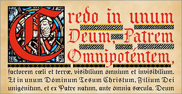 Credo, Symbolum Nicaenum Costantinopolitanum, Simbolo Niceno-Costantinopolitano. Nell'immagine: testo del Credo in latino