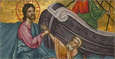 Sito Cattolico. Nell'immagine: Ilyas Basim Khuri Bazzi Rahib, Cristo cammina sulle acque (Cristo soccorre Pietro), manoscritto dei Vangeli in lingua araba, 1684, Baltimora, Walters Art Museum