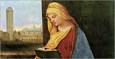 Preghiera di Papa Francesco alla Vergine Maria, tratta dall'Evanglium Gaudii. Nell'immagine: Giorgione, Madonna leggente, 1505 circa, Oxford, Ashmolean Museum