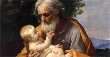 Litaniae santi Ioseph, Litanie a san Giuseppe. Nell'immagine: Guido Reni, San Giuseppe con Gesù bambino, 1635 c., San Pietroburgo, Museo Statale Ermitage