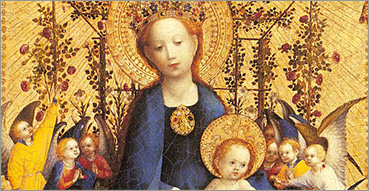 Rosarium, Rosario. Nell'immagine: Stephan Lochner, Madonna del roseto, 1448 c., Colonia, Museo Wallraf-Richartz