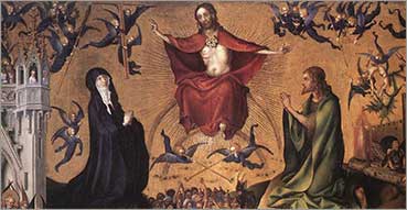 Approfondimento sulla Confessione: norme e abusi. Nell'immagine: Stefan Lochner, Il Giudizio Universale, tavola centrale dello smembrato trittico del Giudizio universale, 1435, Colonia, Wallraf-Richartz-Museum.
